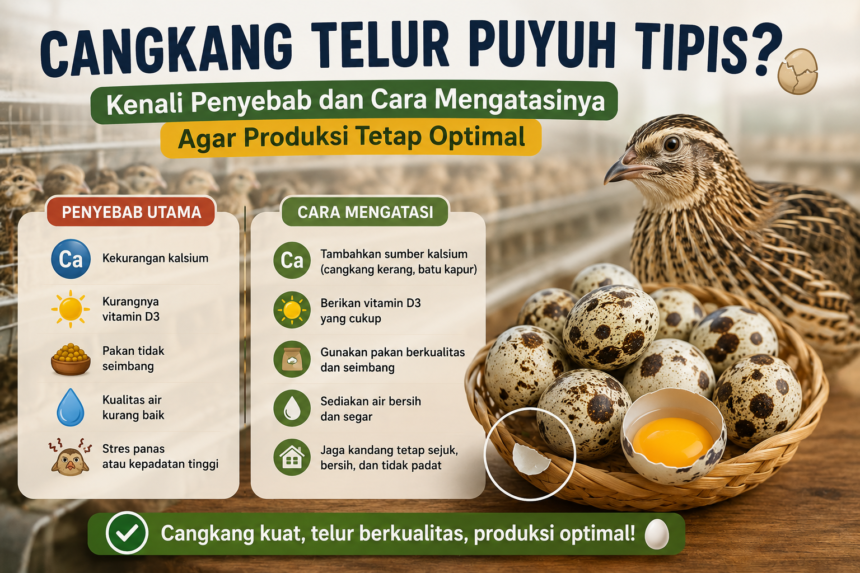 Cangkang Telur Puyuh Tipis? Kenali Penyebab dan Cara Mengatasinya Agar Produksi Tetap Optimal