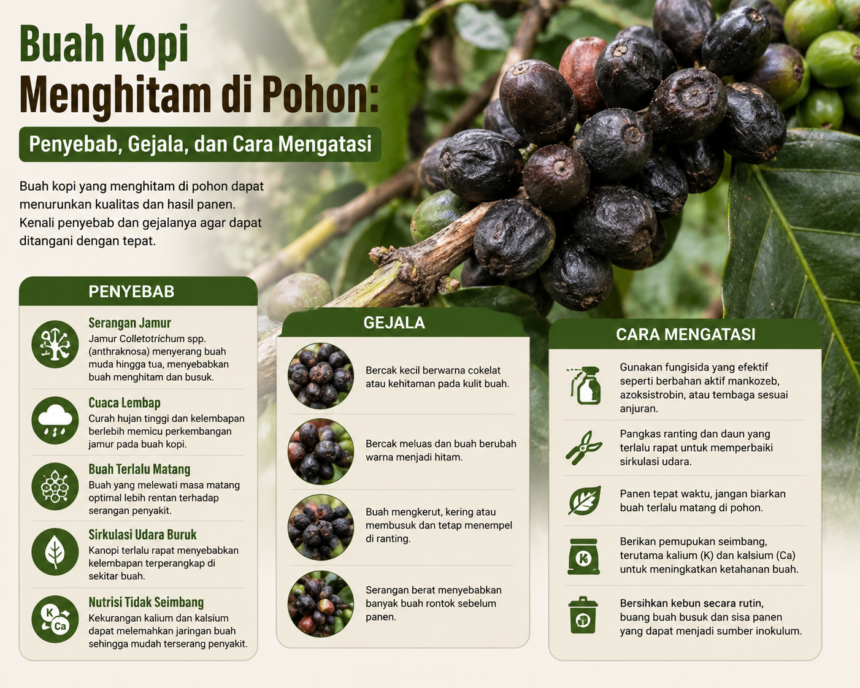 Buah Kopi Menghitam di Pohon: Penyebab, Gejala, dan Cara Pengendaliannya