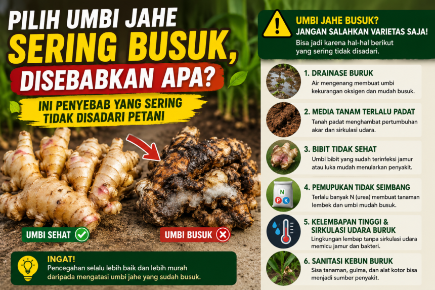 Umbi Jahe Sering Busuk, Disebabkan Apa? Ini Penyebab yang Sering Tidak Disadari Petani