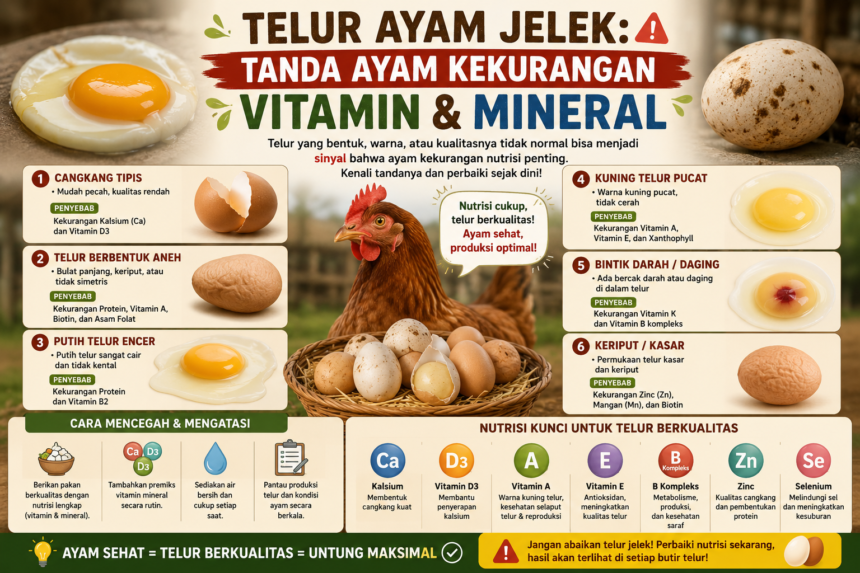 Telur Ayam Jelek: Tanda Ayam Kekurangan Vitamin & Mineral