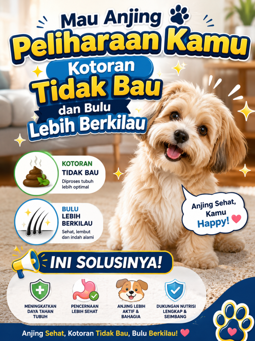 Solusi Makanan Anjing untuk Kotoran Tidak Bau dan Bulu Lebih Berkilau
