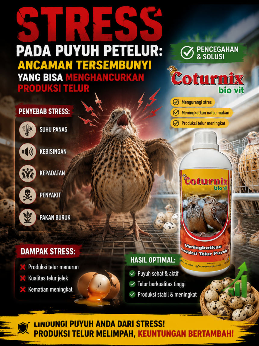 Stress pada Puyuh Petelur: Ancaman Tersembunyi yang Bisa Menghancurkan Produksi Telur